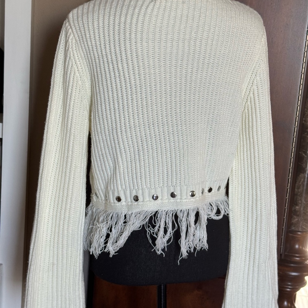 Lulus Ivory Ribbed Knit‎ Fringe Sweater - Picture 3 of 11